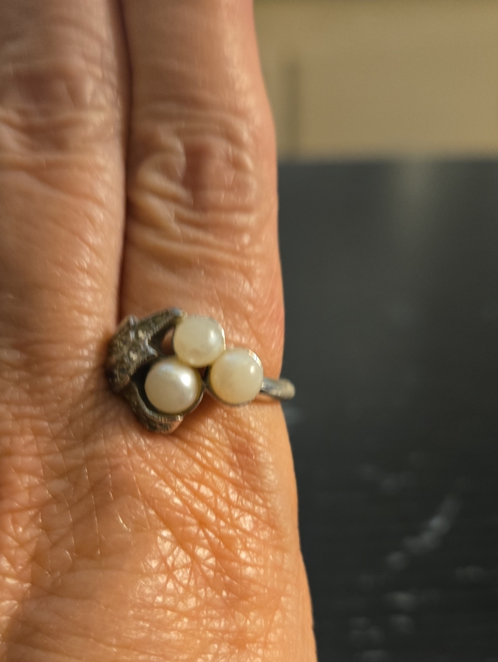 Classic Triple Pearl Cluster Ring - White Pearls